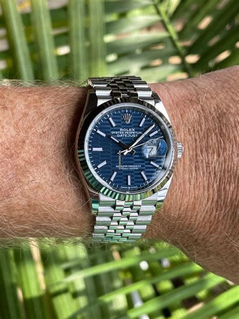 rolex datejust 36mm on wrist